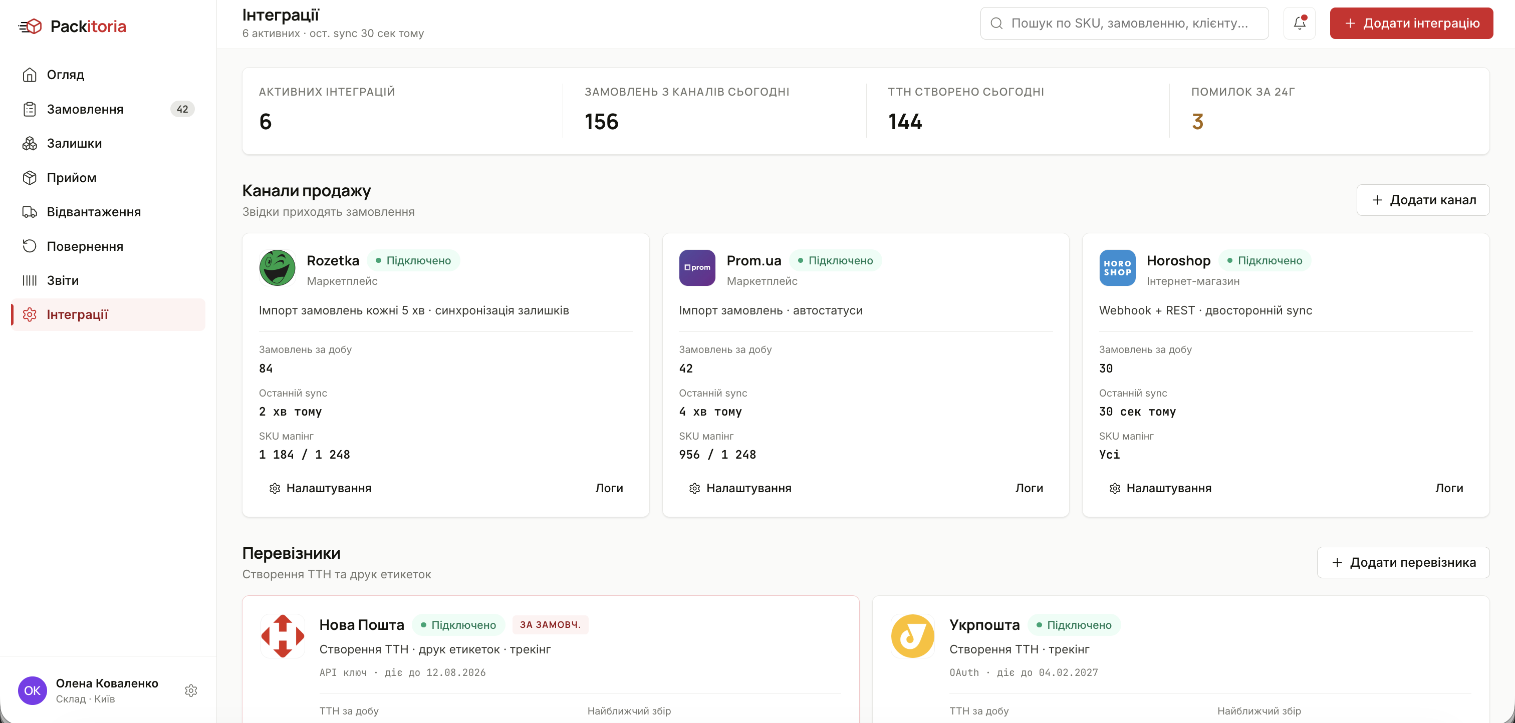 Sales channels and carriers under one dashboard